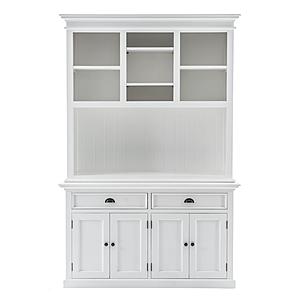 Halifax Buffet Hutch Unit with 2 Adjustable Shelves, Classic White by Novasolo