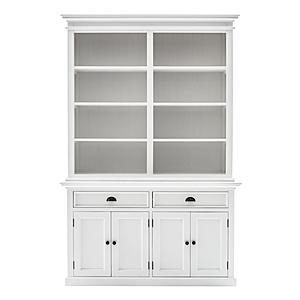 Halifax Buffet Hutch Unit with 8 Shelves, Classic White by Novasolo