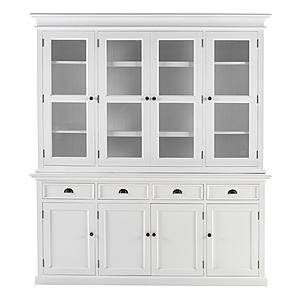 Halifax Buffet Hutch Unit w/4 Glass Doors in White by Novasolo