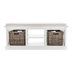 Halifax Bench & Basket Set, Classic White by Novasolo