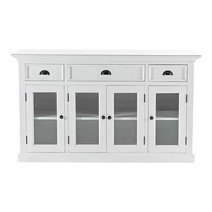Halifax Buffet with 4 Glass Doors 3 Drawers, Classic White by Novasolo