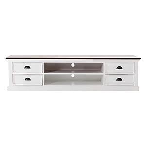 Halifax Accent Large ETU with 4 drawers, White Distress & Deep Brown by Novasolo