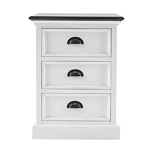Halifax Accent Bedside Drawer Unit, White Distress & Deep Brown by Novasolo