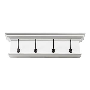 Halifax 4 Hook Coat Rack, Classic White by Novasolo