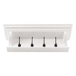 Halifax 4 Hook Coat Rack 70cm, Classic White by Novasolo