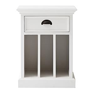 Halifax Bedside Table with Dividers, Classic White by Novasolo