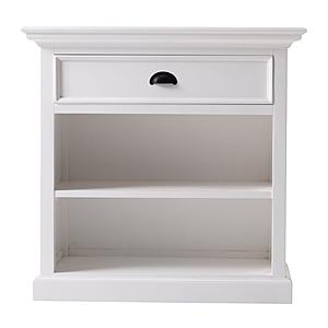 Halifax Grand Bedside Table with Shelves, Classic White by Novasolo
