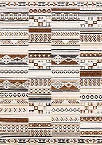 Nala Cream Grey Oxblood Striped Rows Southwestern Pattern Rug by Kalora