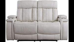 Royce - Fantom Ivory Leather Power Loveseat by Parker House Furniture
