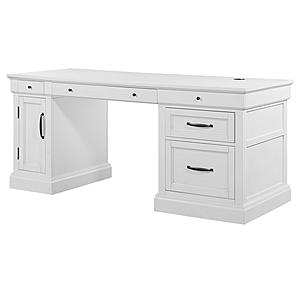 Shoreham - Effortless White Pedestal Desk (SHO#480, SHO#481 & SHO#482) by Parker House Furniture