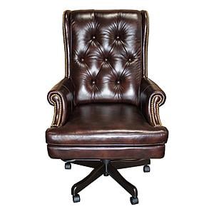 DC#112-HA - Leather Desk Chair - Havana w/Brown Base by Parker House Furniture