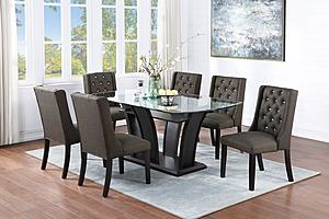 F1857 Ash Black Fabric Dining Chair (Set of 6) by Poundex