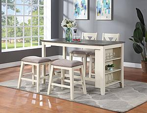 F1902 Cream Counter High Stool (Set of 6) for 2595 Table by Poundex