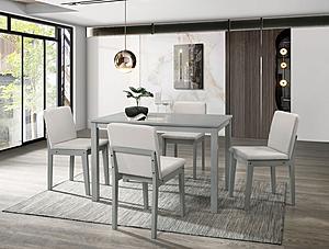 F2612 5 Pcs Gray Table + 4 Chairs Dining Set by Poundex