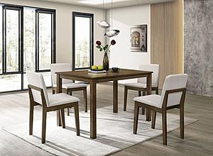 F2613 5 Pcs Walnut Table + 4 Chairs Dining Set by Poundex