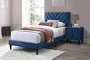 F5536 Navy Blue Velvet Nightstand w/2 Drawer by Poundex