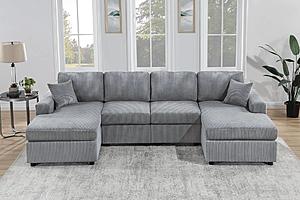 F8450 2-Piece Fog Sectional Set w/2 Accent Pillows by Poundex