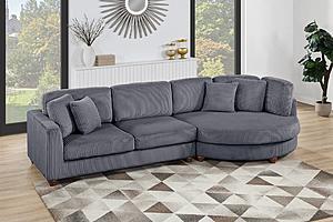F8457 2-Piece Dark Gray Sectional Set XL w/4 Accent Pillows by Poundex
