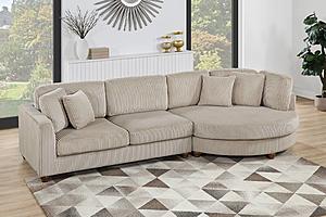 F8458 2-Piece Camel Sectional Set XL w/4 Accent Pillows by Poundex