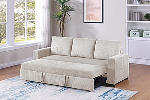 F8526 Ivory Corduroy Adjustable Sofa by Poundex