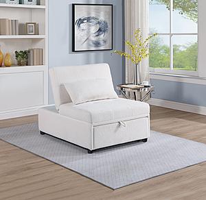F8531 White Sherpa Fabric Adjustable Sofa by Poundex