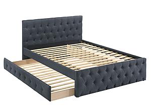 F9518F Charcoal Fabric Full / Twin Trundle Tufted Bed by Poundex