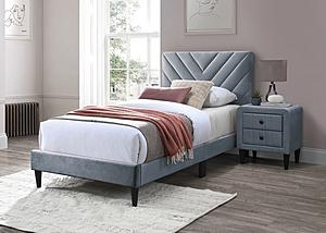 F9631T Gray Velvet Twin Bed by Poundex