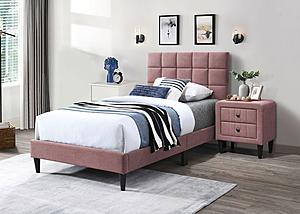 F9636F Pink Brushed Linen Full Bed by Poundex