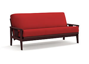 Premium Futon Set - Full Size - Capri Rosewood Frame, Mattress w/Removable Suede Cover