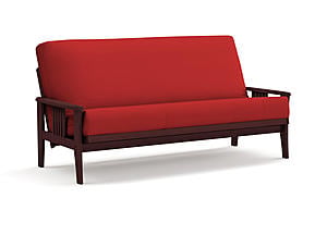 Futon Set - Queen Size - Capri Rosewood Frame, Mattress w/Removable Solid Cover