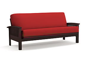 Premium Futon Set - Full Size - Prima Java Frame, Mattress w/Removable Suede Cover