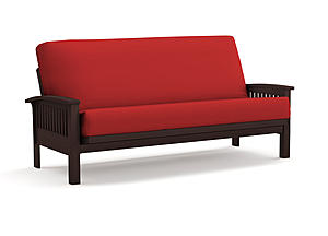 Premium Futon Set - Queen Size - Prima Java Frame, Mattress w/Removable Suede Cover