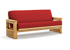 Futon Set - Full Size - Tudor Urban Oak Frame, Mattress w/Removable Solid Cover