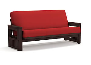 Futon Set - Queen Size - Tudor Java Frame, Mattress w/Removable Solid Cover