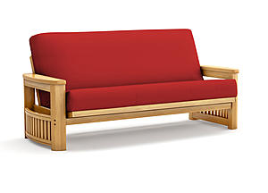 Futon Set - Queen Size - Tudor Urban Oak Frame, Mattress w/Removable Solid Cover