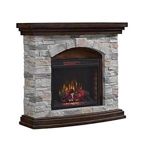 23" Stone Fireplace Mantle w/Logs Insert by Smart Furniture