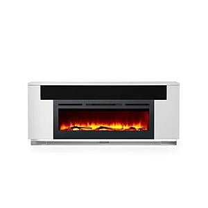 Haley 76" TV Console Fireplace w/Logs Insert - White by Smart Furniture