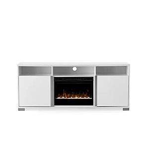 Roma TV Console w/Logs Insert - White by Smart Furniture