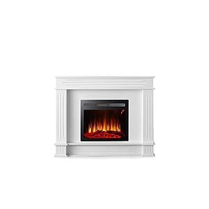 Sophia White Traditional Mantle w/Log Fireplace by Smart Furniture