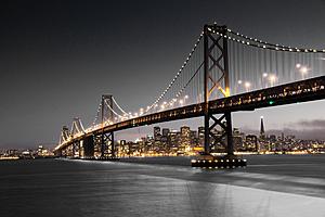 SF1374 Temp Glass w/Foil - San Francisco Bridge (40x60) by Classy Art