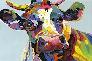 SF1386 Temp Glass w/Foil - Abstract Cow (40x60) by Classy Art