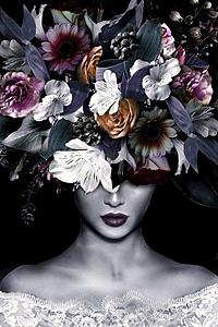 SF1409 Temp Glass w/Foil - Floral Lady Front (40x60) by Classy Art