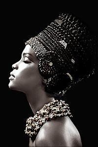 SF1425R Temp Glass w/Foil & Rhinestones - Woman Side Profile (40x60) by Classy Art