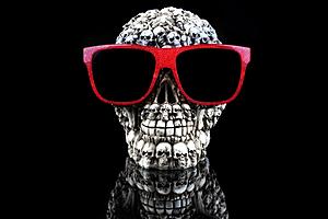 SF1536R Tempered Glass w/Foil & Rhinestones - Skulls on Skulls (40x60) by Classy Art
