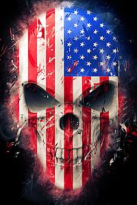 SF1724 Temp Glass w/Foil - American Skull (60x40) by Classy Art
