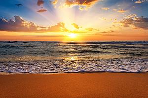 SF1732 Temp Glass w/Foil - Sunset Beach (60x40) by Classy Art