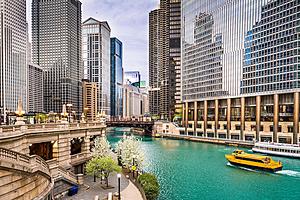 SF1742 Temp Glass w/Foil - Chicago River (60x40) by Classy Art