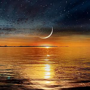 SF1750 Temp Glass w/Foil - New Moon Horizon (50x50) by Classy Art