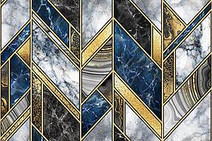 SF1752 Temp Glass w/Foil - Blue &n Gold Marble Patterns (60x40) by Classy Art