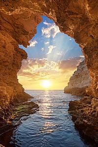SF1756 Temp Glass w/Foil - Grotto Sunset (60x40) by Classy Art
